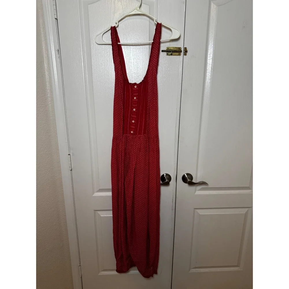 Intimately Free People Red Patterned Full Bloom Harem Jumpsuit Boho Size Medium